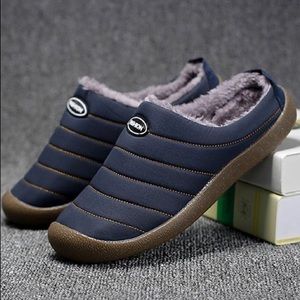 Fashion Men’s quilted slippers faux fur house shoe